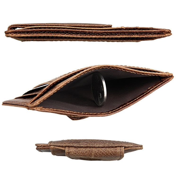 KB80 Antimagnetic RFID Crazy Horse Texture Oil Wax Leather Card Holder Wallet Billfold for Men and Women
