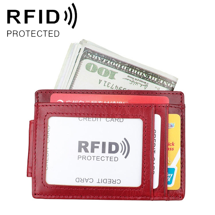 KB80 Antimagnetic RFID Crazy Horse Texture Oil Wax Leather Card Holder Wallet Billfold for Men and Women