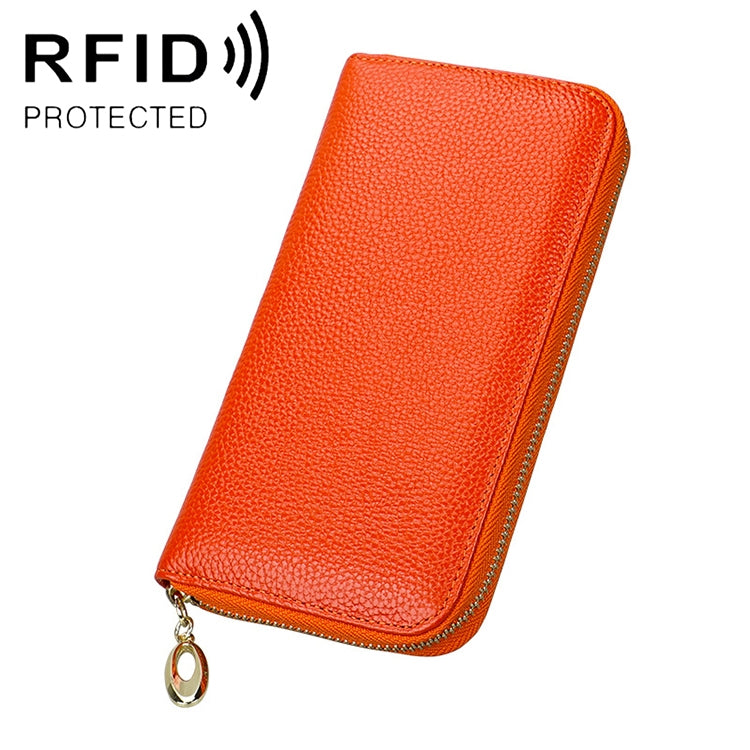 906 Antimagnetic RFID Litchi Texture Women Large Capacity Hand Wallet Purse Phone Bag with Card Slots