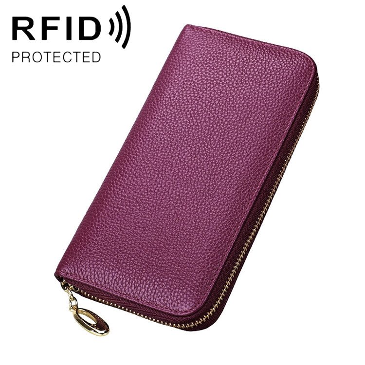 906 Antimagnetic RFID Litchi Texture Women Large Capacity Hand Wallet Purse Phone Bag with Card Slots