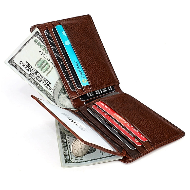 8018 Antimagnetic RFID Retro Fashion Crazy Horse Texture Leather Wallet for Men and Women, 8018