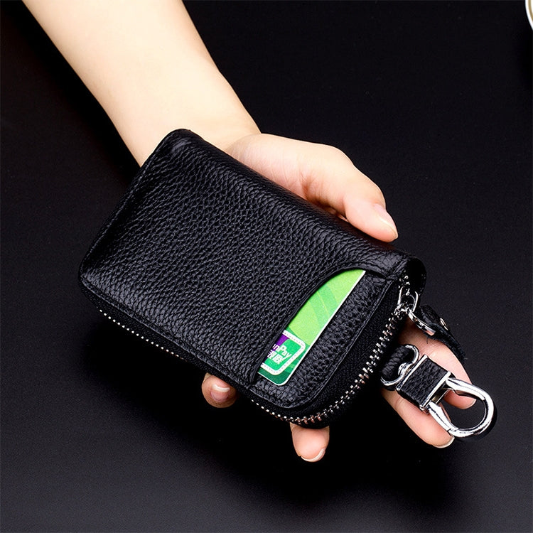 9105 Waist Hanging Large-capacity Zipper Leather Keys Holder Bag Multi-function Wallet