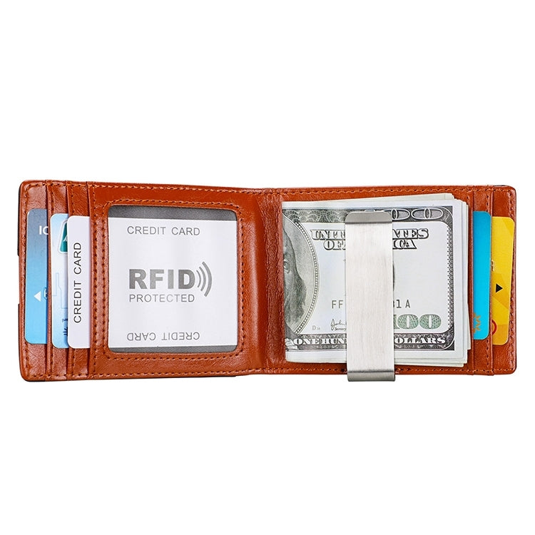 9602 Antimagnetic RFID Mini Crazy Horse Texture Leather Wallet Billfold, 9602