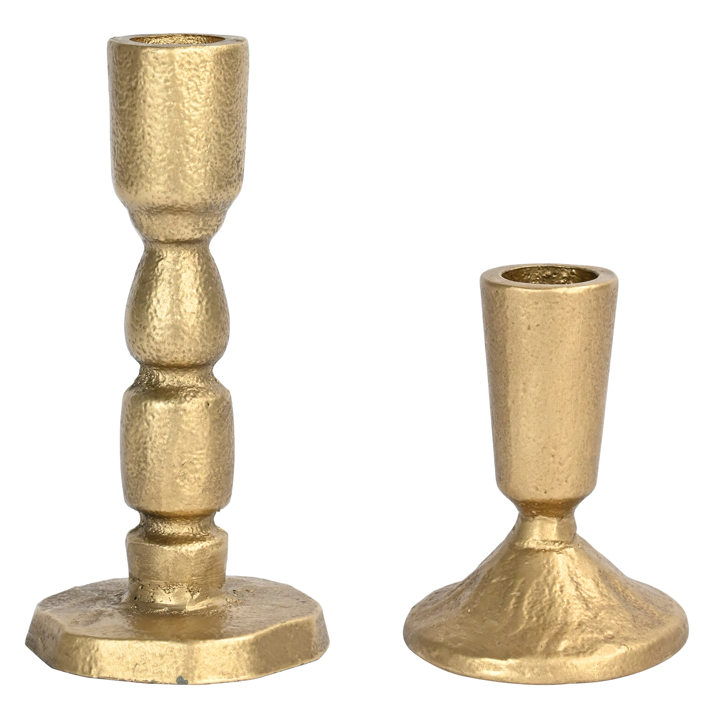 Gold Cast Iron Taper Candle Holders - Set of 2