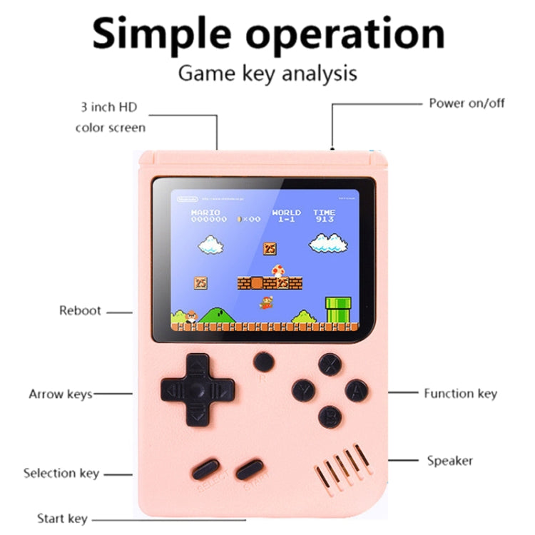 MK800 3.0 inch Macaron Mini Retro Classic Handheld Game Console for Kids Built-in 800 Games, Support AV Output (Yellow)