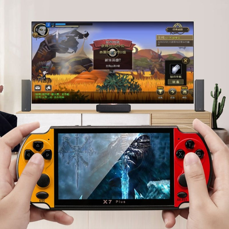 X7 Plus Retro Classic Games Handheld Game Console with 5.1 inch HD Screen & 8G Memory, Support MP4 / ebook(Blue + Red)