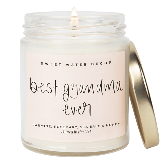 Best Grandma Ever Soy Candle - Clear Jar - 9 oz (Wildflowers and Salt)