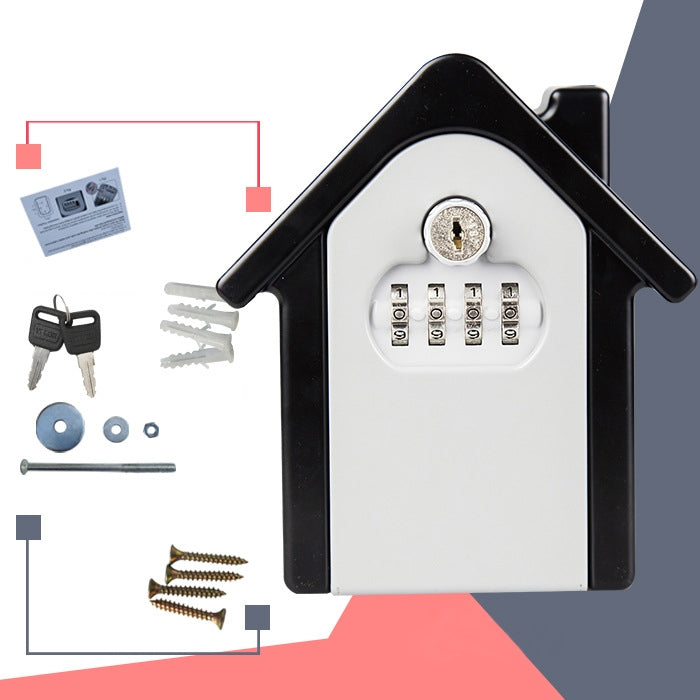 Hut Shape Password Lock Storage Box Security Box Wall Cabinet Safety Box, with 1 Key(Grey)