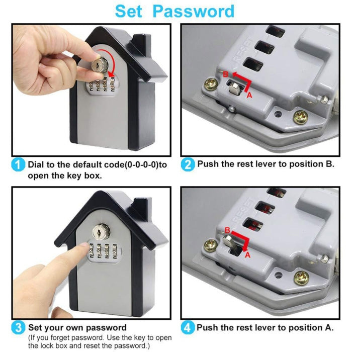 Hut Shape Password Lock Storage Box Security Box Wall Cabinet Safety Box, with 1 Key(Blue)