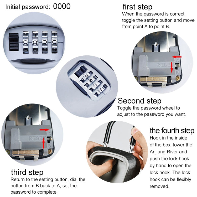 Car Password Lock Storage Box Security Box Hook Installation-free Safety Box(Green)