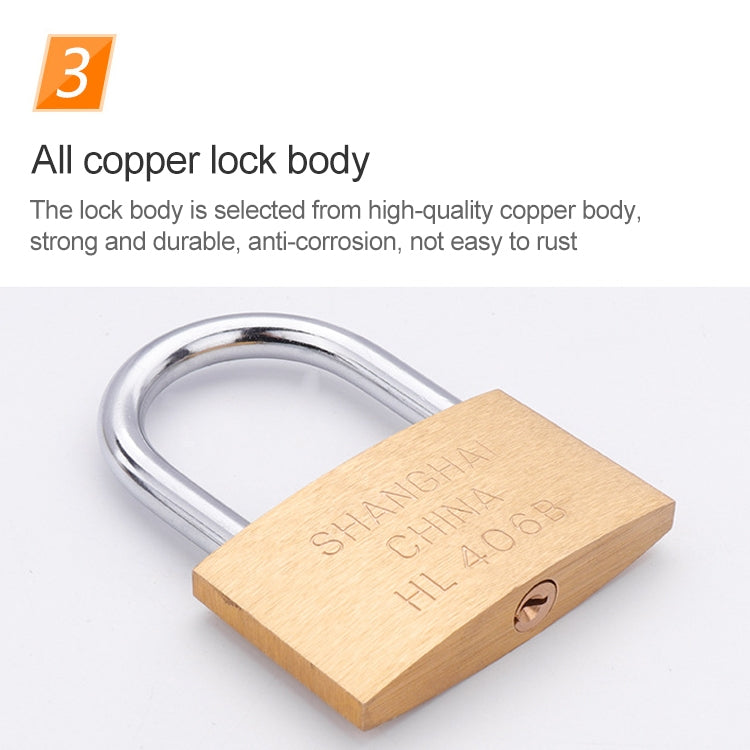 Copper Padlock Small Lock, Style: Long Lock Beam, 40mm Open, Long, 40mm Open