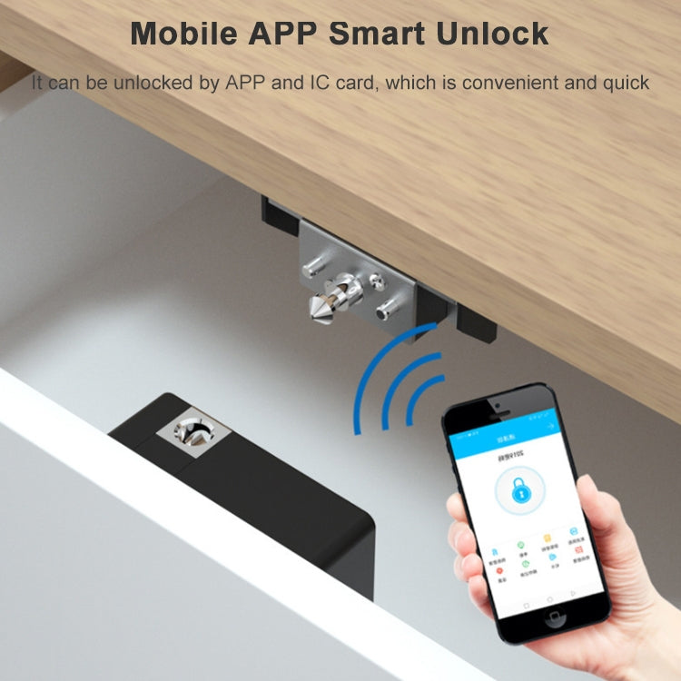T8+ Non-opening Drawer Lock APP + IC Card Invisible Universal Cabinet Lock, APP + IC Card