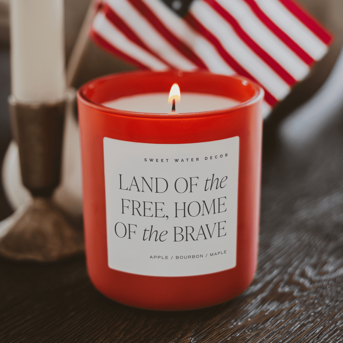 Land of the Free Home of the Brave Soy Candle - Red Matte Jar - 15 oz (Sunday Brunch)