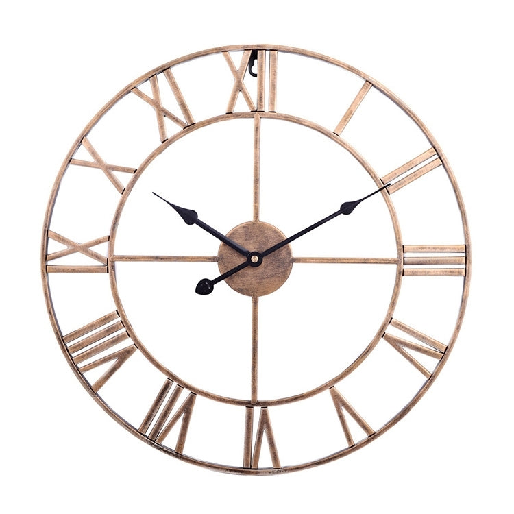 60cm Retro Living Room Iron Round Roman Numeral Mute Decorative Wall Clock (White), 50cm