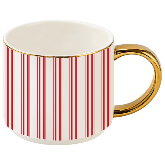 Red Stripe 14 oz Gold Handle Coffee Mug