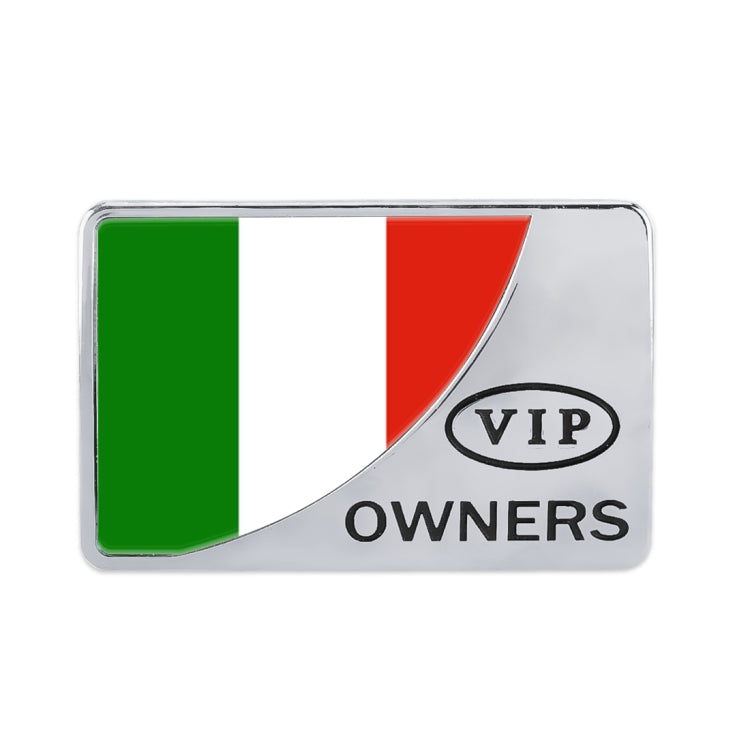 Universal Car Italy Flag Rectangle Shape VIP Metal Decorative Sticker, Italy Flag (Gold), Italy Flag (Silver)