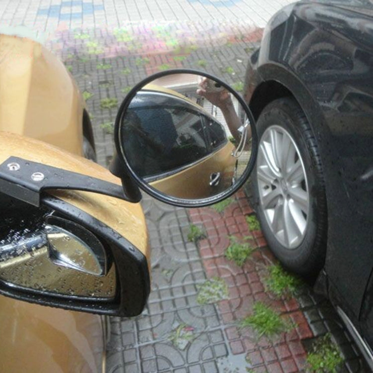 Vehicle Front Blind Area Wide-angle Adjustable Observation Mirror, Black Right Side, Silver Left Side