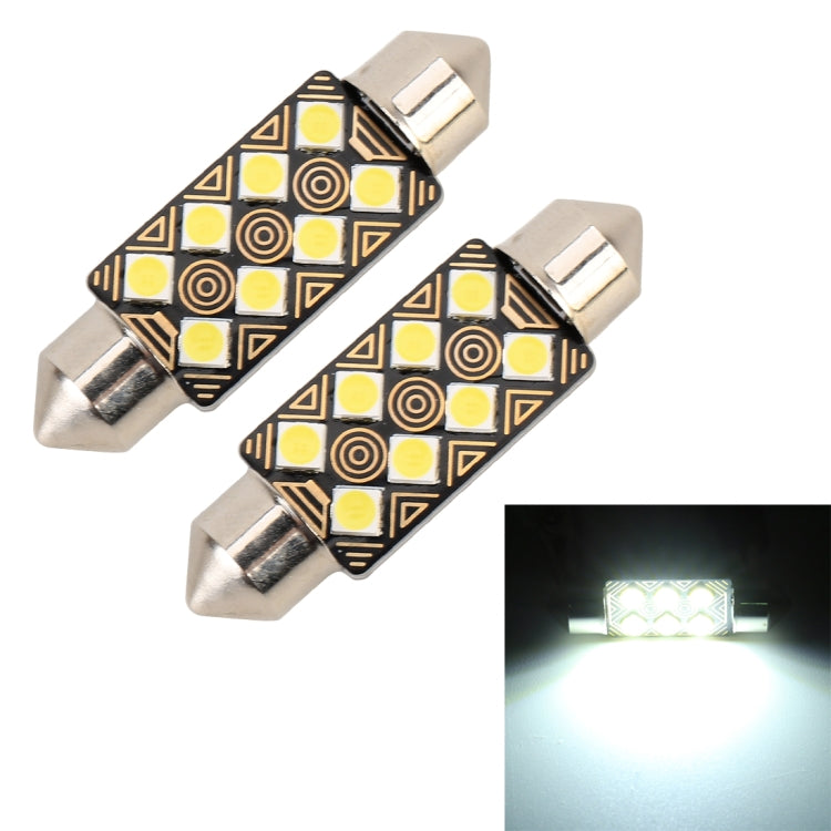 2 PCS 39mm DC12V / 1.5W / 6000K / 110LM 8LEDs SMD-3030 Car Reading Lamp Dome Light, with Decoder, 39mm