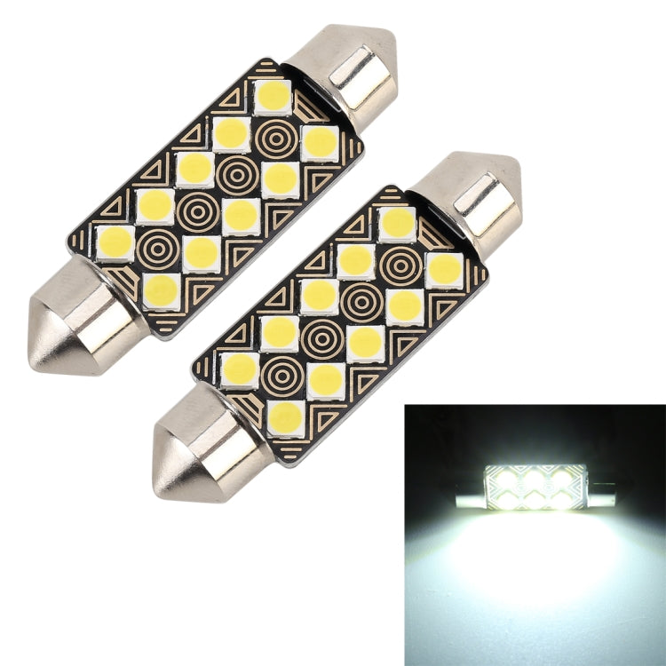 2 PCS 41mm DC12V / 1.5W / 6000K / 110LM 10LEDs SMD-3030 Car Reading Lamp Dome Light, with Decoder, 41mm