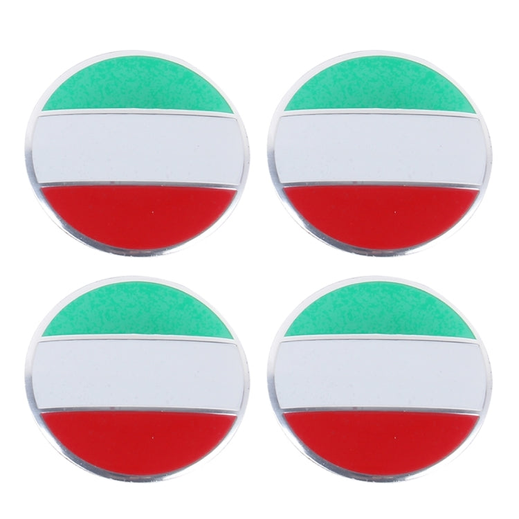 4 PCS Italy Flag Metal Car Sticker Wheel Hub Caps Centre Cover Decoration, Italy Flag