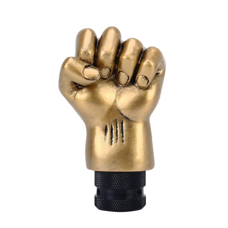 Universal Fist Shape Aluminum Manual or Automatic Gear Shift Knob Compatible with Three Rubber Covers Fit for All Car, Gold, Silver