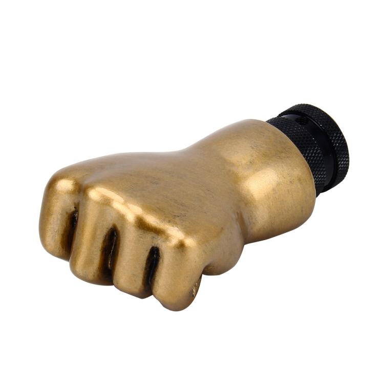 Universal Fist Shape Aluminum Manual or Automatic Gear Shift Knob Compatible with Three Rubber Covers Fit for All Car, Gold, Silver