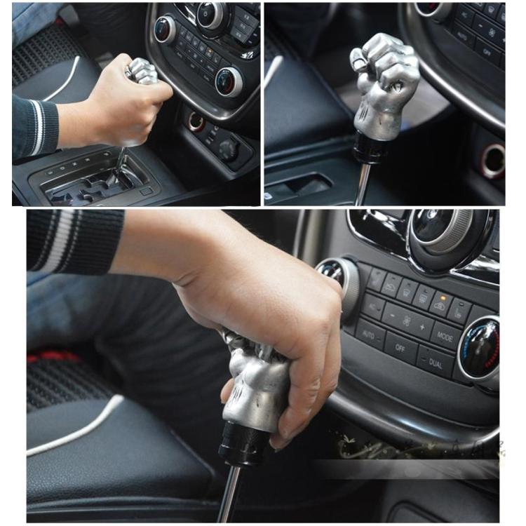 Universal Fist Shape Aluminum Manual or Automatic Gear Shift Knob Compatible with Three Rubber Covers Fit for All Car, Gold, Silver