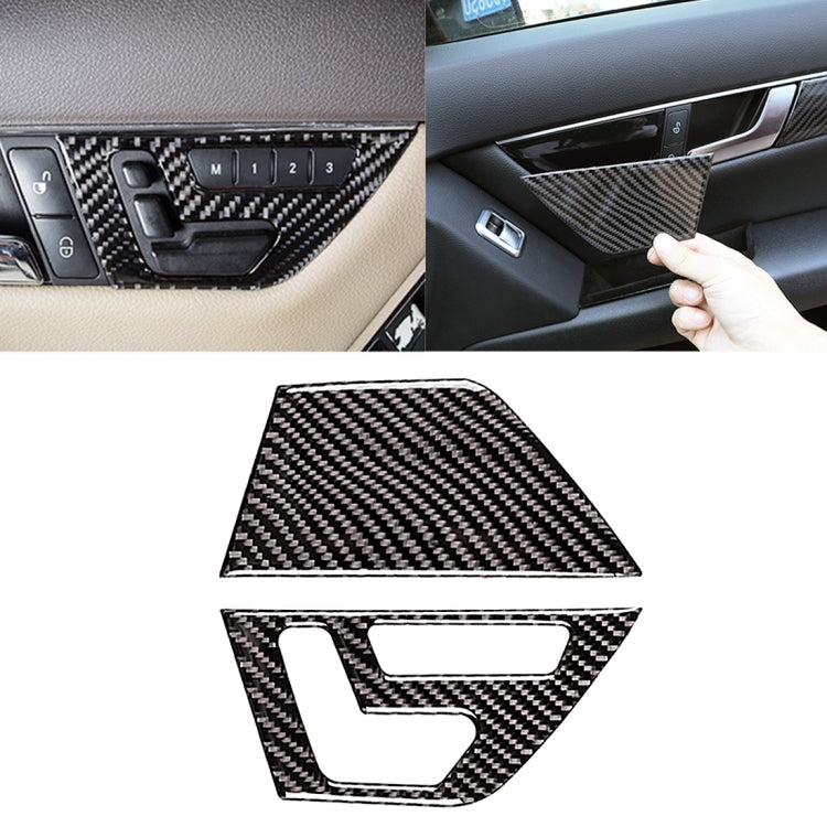 2 PCS Car Front Door Seat Adjustment Frame Carbon Fiber Decorative Sticker for Mercedes-Benz W204 2007-2013, Front Door Seat Adjustment Frame