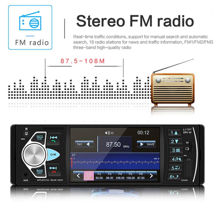 SWM-4022D HD 4.1 inch 12V Universal Car Radio Receiver MP5 Player, Support FM & Bluetooth & TF Card with Remote Control, SWM-4022D
