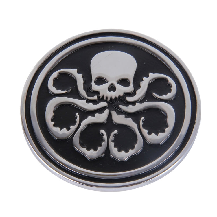 Skull Pattern Circular Shape Shining Metal Car Free Sticker, Skull 4, Circular Skull