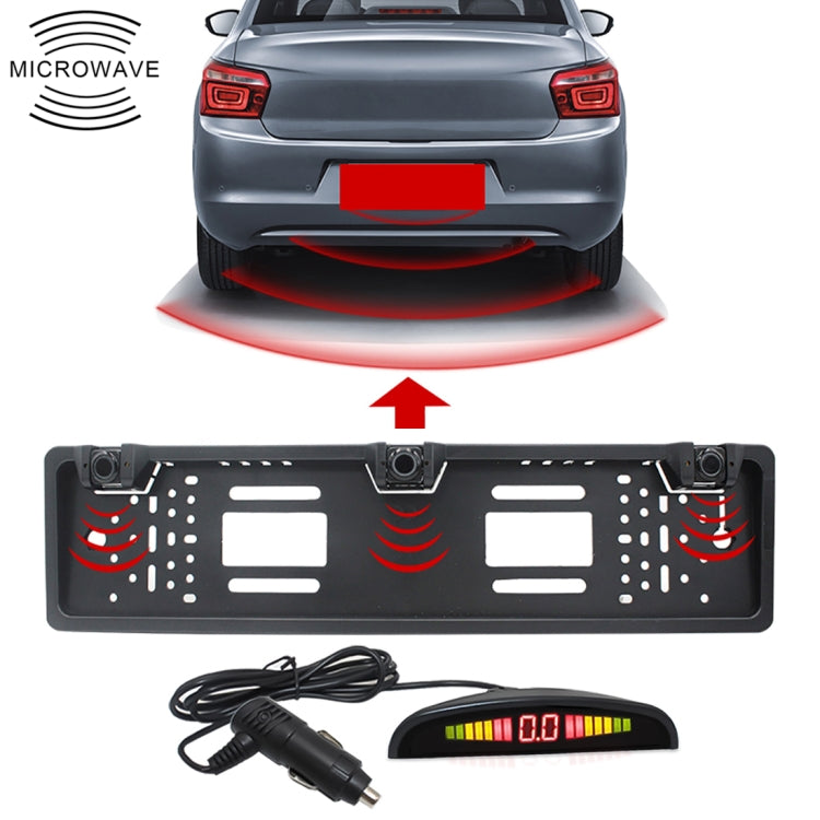 PZ300L-W Wireless Europe Car License Plate Frame Parking Sensors Reversing Radar with 3 Radar Detector, PZ300L-W