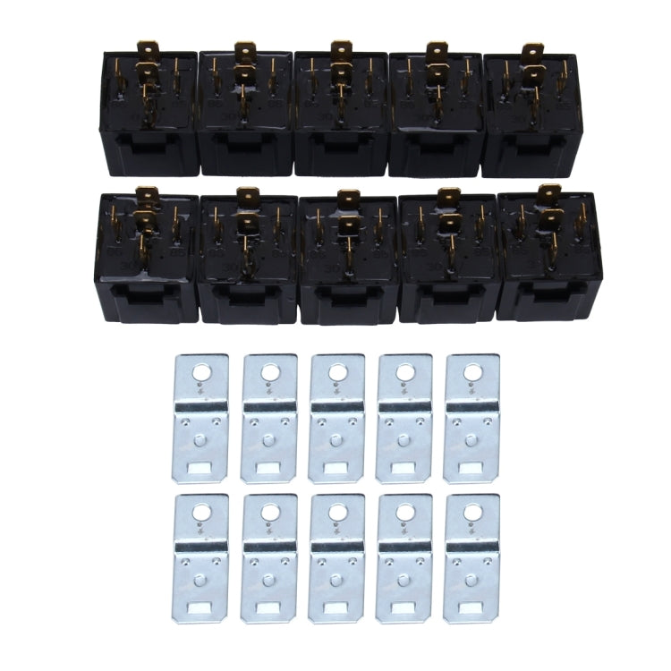 10 PCS JD-1914 40 AMP 12V Waterproof Car Auto Five Plugs Relay, 40A