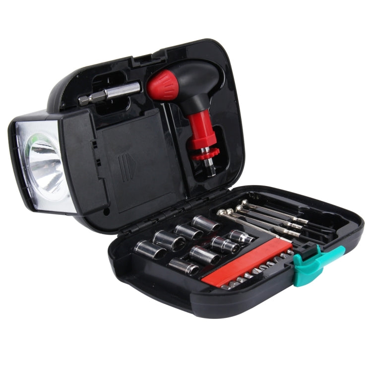 24 PCS Portable Flashlight Tool Box Set - Portable Auto, Home, Emergency Tool Kit with Flashlight, 24 PCS with Flashlight