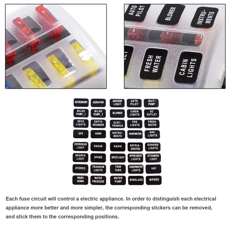 1 in 8 Out Fuse Box PC Terminal Block Fuse Holder Kits with LED Warning Indicator for Auto Car Truck Boat, 1 in 8 Out (PC Terminal Block)