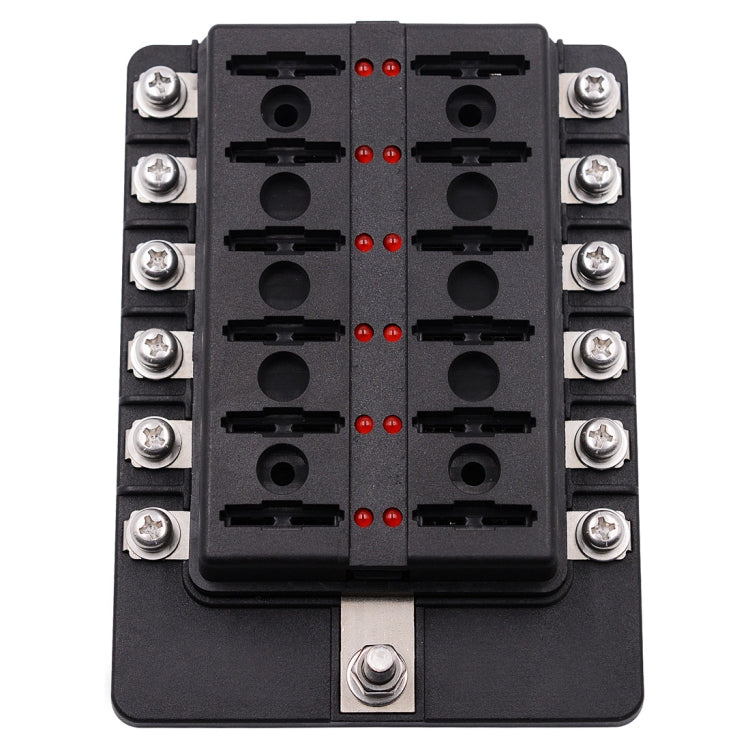 1 in 12 Out Fuse Box Screw Terminal Section Fuse Holder Kits with LED Warning Indicator for Auto Car Truck Boat, 1 in 12 Out (Screw Terminal Section)