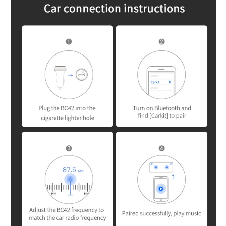 BC42 Bluetooth 5.0 Multi-function Car Colorful Atmosphere Lamp MP3 Player, Support TF Card & U Disk & FM, BC42