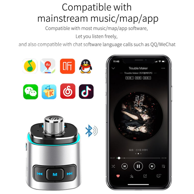 BC42 Bluetooth 5.0 Multi-function Car Colorful Atmosphere Lamp MP3 Player, Support TF Card & U Disk & FM, BC42