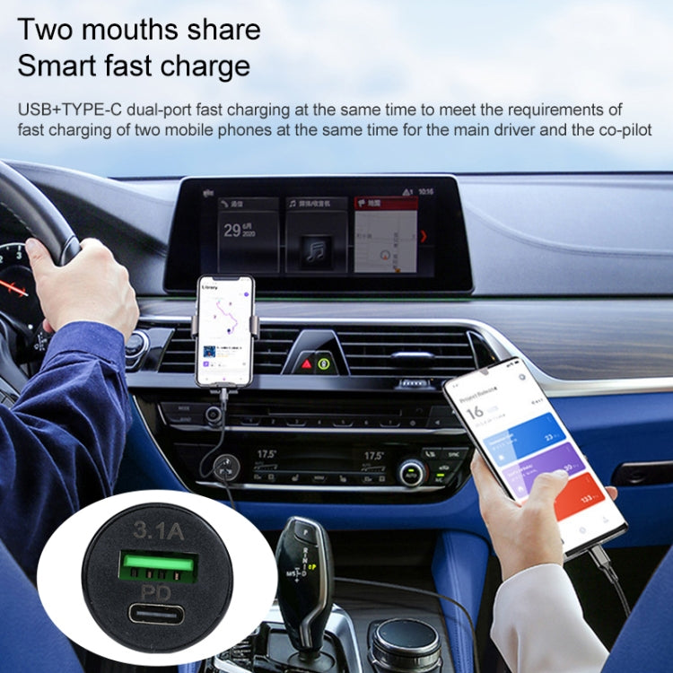 TE-339PD 3.1A PD USB-C / Type-C + USB Interface Mini Fast Charging Car Charger