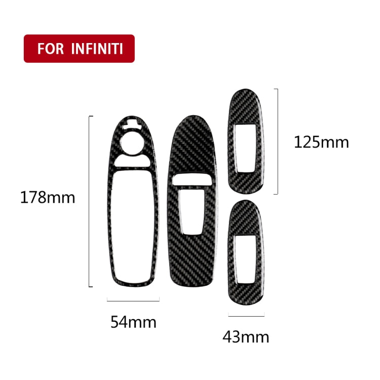 4 PCS Car Carbon Fiber Window Lift Panel Decorative Sticker for Infiniti Q50 2014-2020, Left Drive, Window Lift Panel (A)
