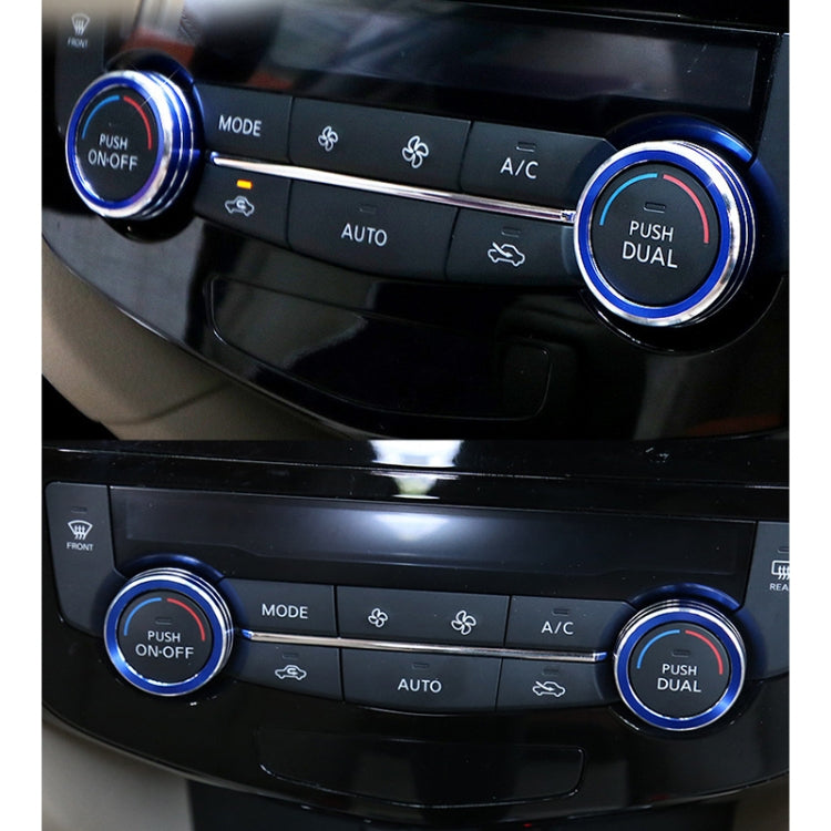 2 PCS Car Metal Air Conditioner Knob Case for Nissan X-TRAIL, For Nissan X-TRAIL (Blue), For Nissan X-TRAIL (Red), For Nissan X-TRAIL (Silver)