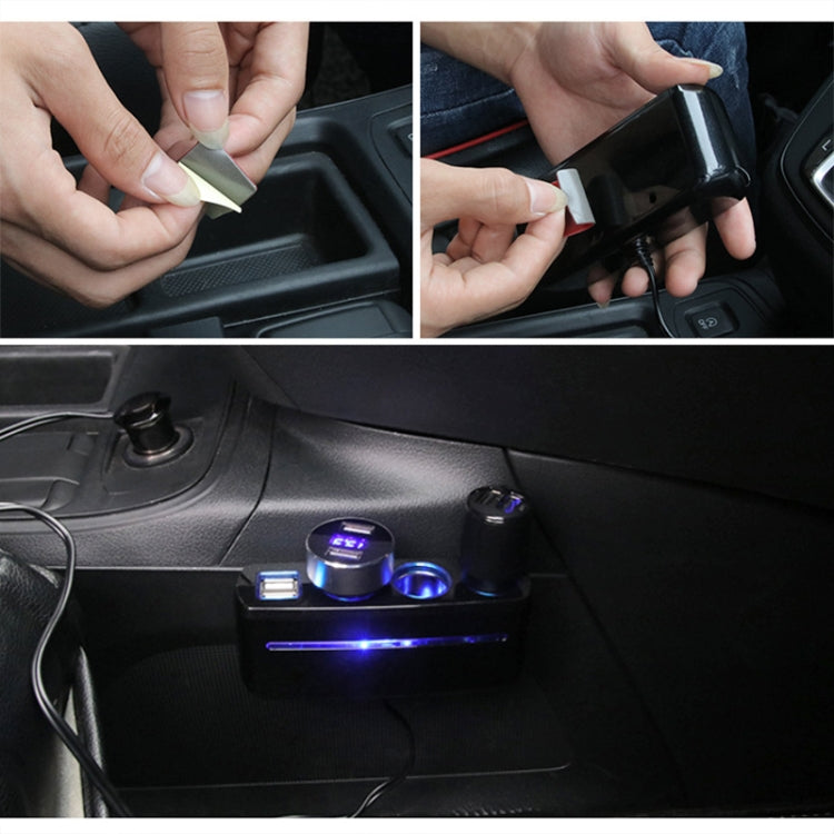 SHUNWEI SD-1938 120W 3A Car 3 in 1 Dual USB Charger Cigarette Lighter with Atmosphere Light, SD-1938 (Black)