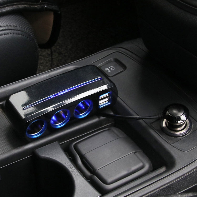 SHUNWEI SD-1938 120W 3A Car 3 in 1 Dual USB Charger Cigarette Lighter with Atmosphere Light, SD-1938 (Black)