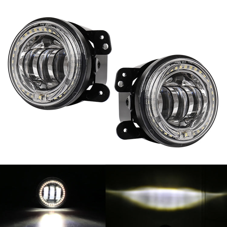 2 PCS DC12V-30V / 30W / 3A / 1440LM 12LEDs  4 inch Car LED Colorful Fog Light, Style: White Background, Style: White Background (White Light), Style: White Background (Yellow Light)