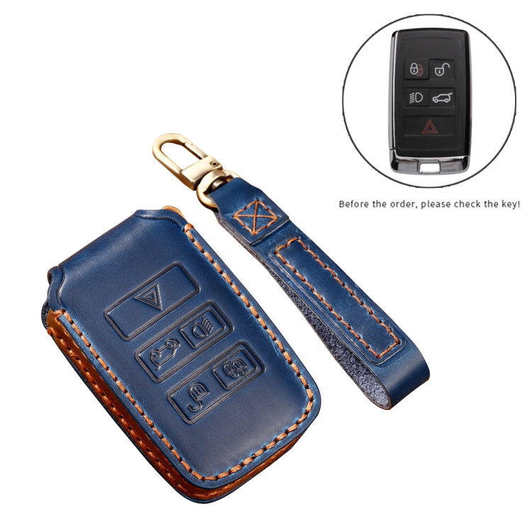 Hallmo Car Cowhide Leather Key Protective Cover Key Case for Land Rover Discovery 5 B Style, For Land Rover Discovery 5 B Style