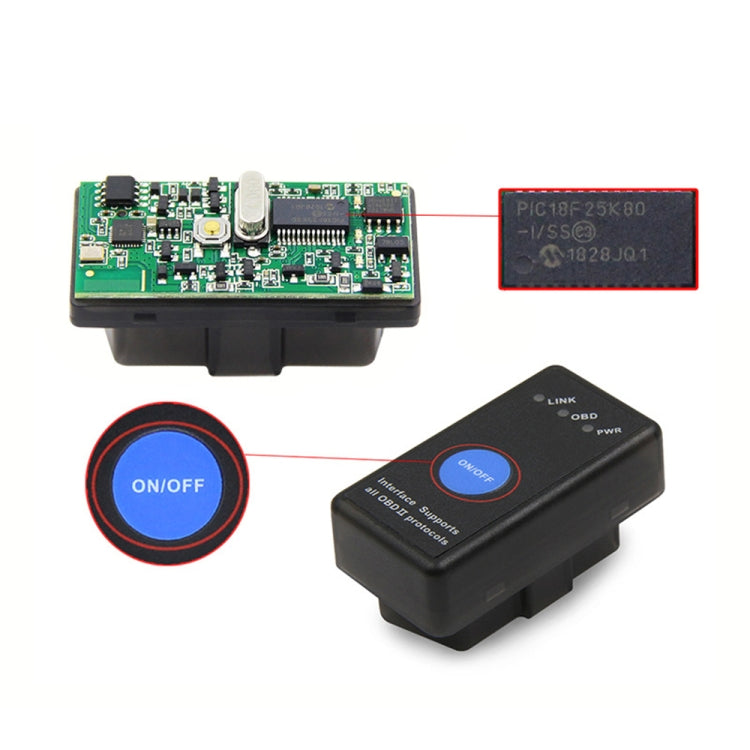 Mini Bluetooth 4.0 ELM327 OBD Car Fault Diagnostic Scanner with Power Switch, Bluetooth 4.0 with Power Switch