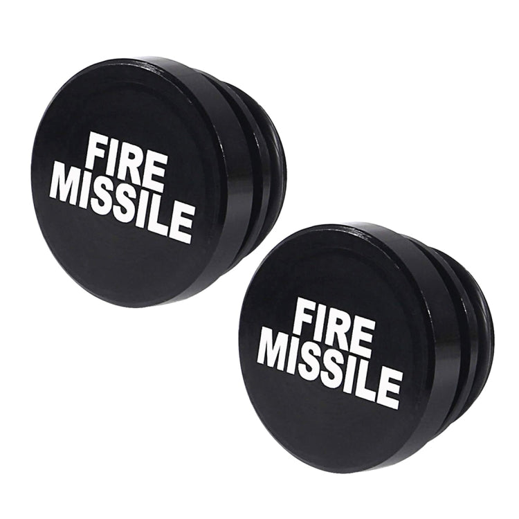 2 PCS Car / Motorcycle FIRE MISSILE Letter Metal Cigarette Lighter Dust Cover, FIRE MISSILE (Black), FIRE MISSILE (Red)