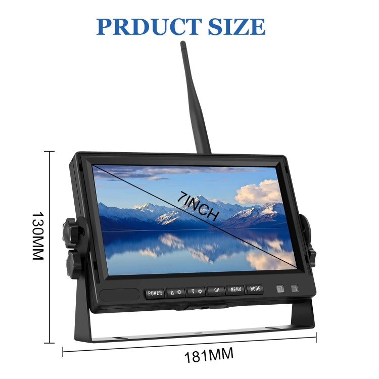 7 inch Car Digital Wireless Rear-view Split-screen Monitor Four Record, Four Record