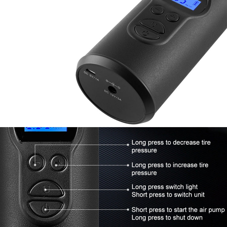 LCD Digital Display Rechargeable Portable Electric Air Pump With COB Light