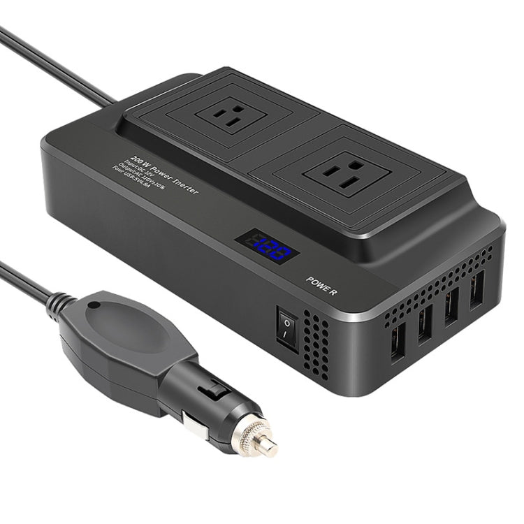 DC12V 200W AC110V Car Smart Multi-functional Digital Display Inverter, US Plug, US Plug