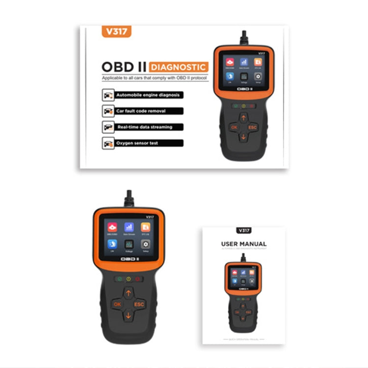 V317 Car Fault Detector OBD2 ELM327 Scanner Code Reader, V317